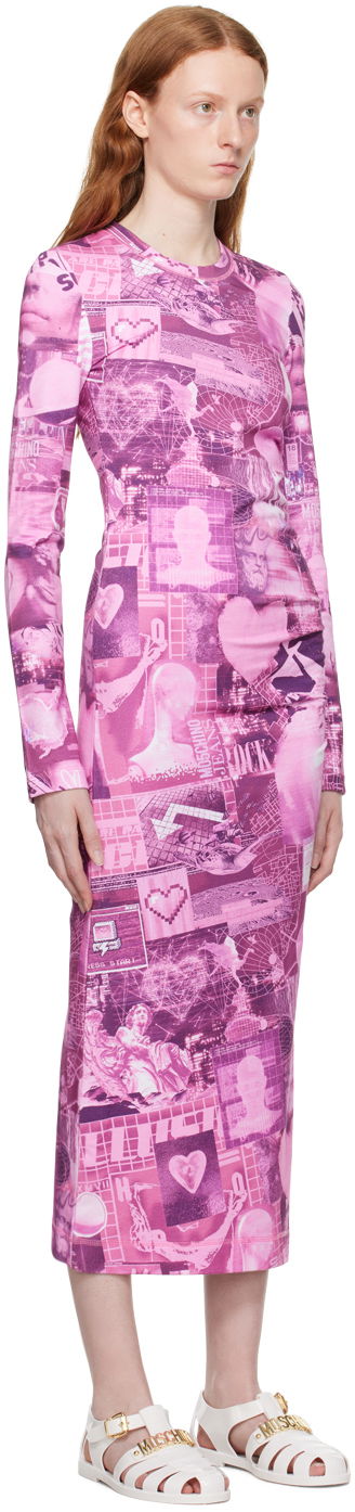 Šaty Moschino Moschino Jeans Graphic Maxi Dress Ružová | 0420 8254, 1