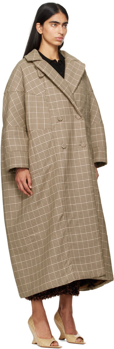 Kabáty Dries Van Noten Dries Van Noten Long Plaid Coat Hnedá | 242-010211-9352, 1