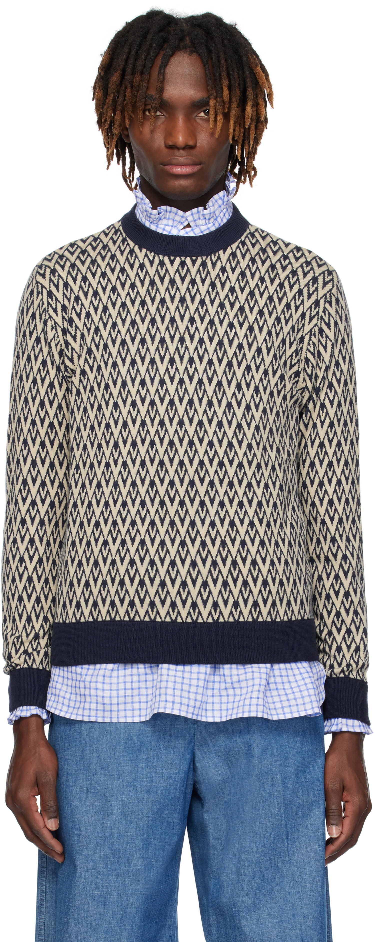 Sveter Valentino Valentino 'Toute La V' Patterned Sweater Béžová | 6V3KC33KAR0, 0