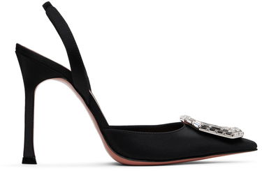 Tenisky a topánky Amina Muaddi Slingback Heels with Crystal Buckle Čierna | CAMELIA SLING 105 SR SATIN, 0