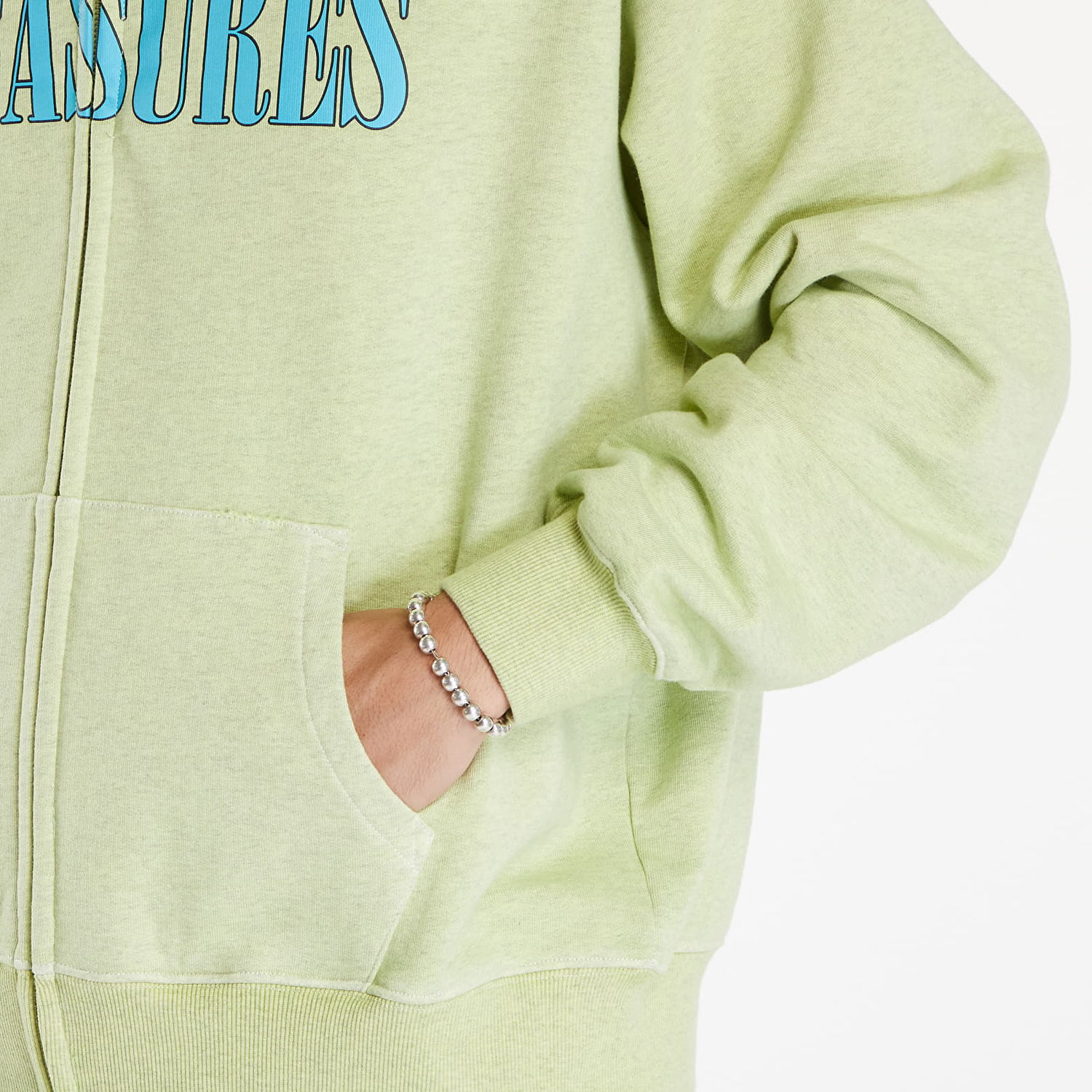 Mikina Pleasures Onyx Zip Up Hoodie Faded Lime Zelené | P24SU011 LIME, 1