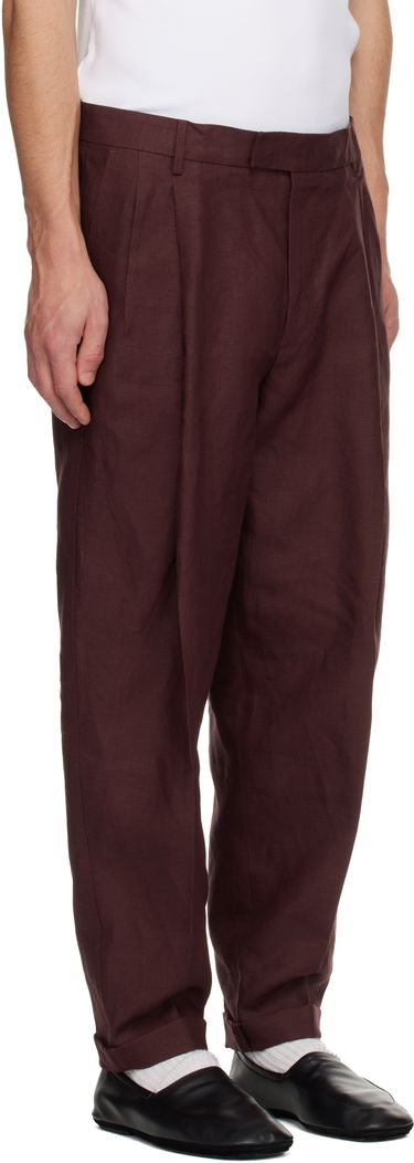 Nohavice Dolce & Gabbana Linen Pleated Trousers Vínová | GP114TFU4MC, 1