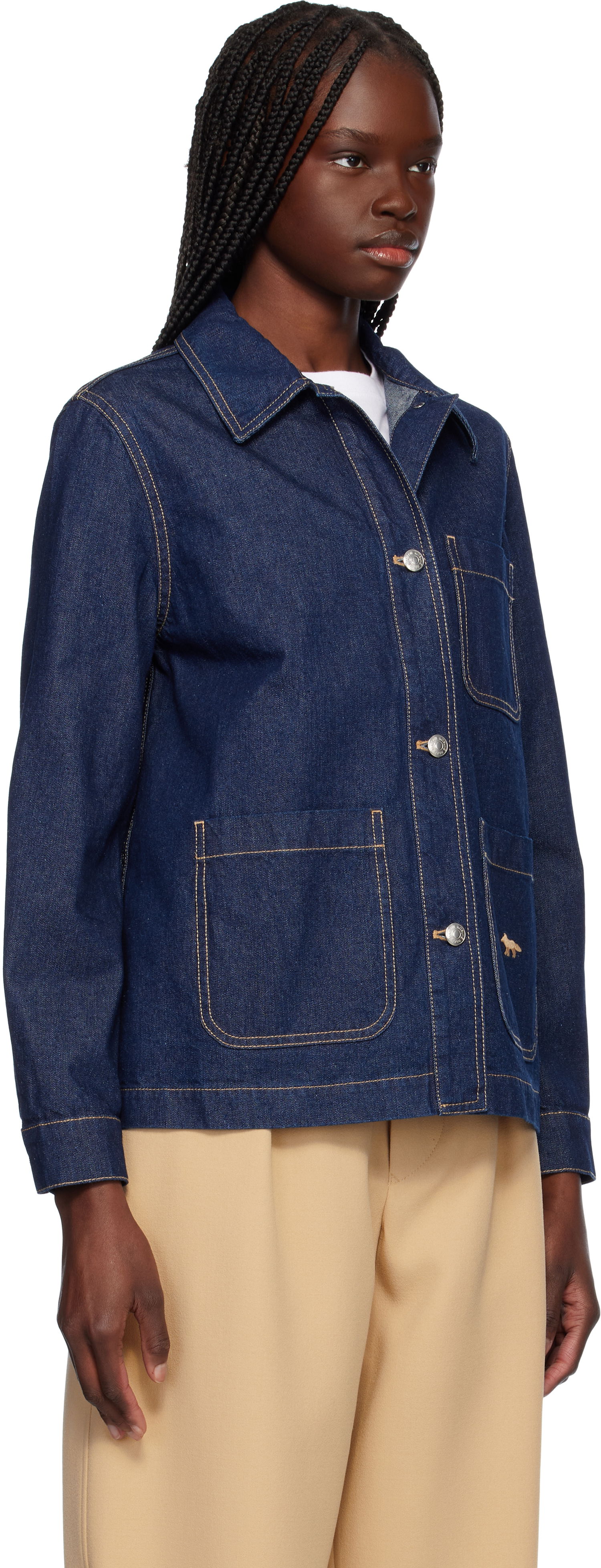 Bunda MAISON KITSUNÉ Maison Kitsuné Workwear Denim Jacket Modrá | OW02136WW0081, 1