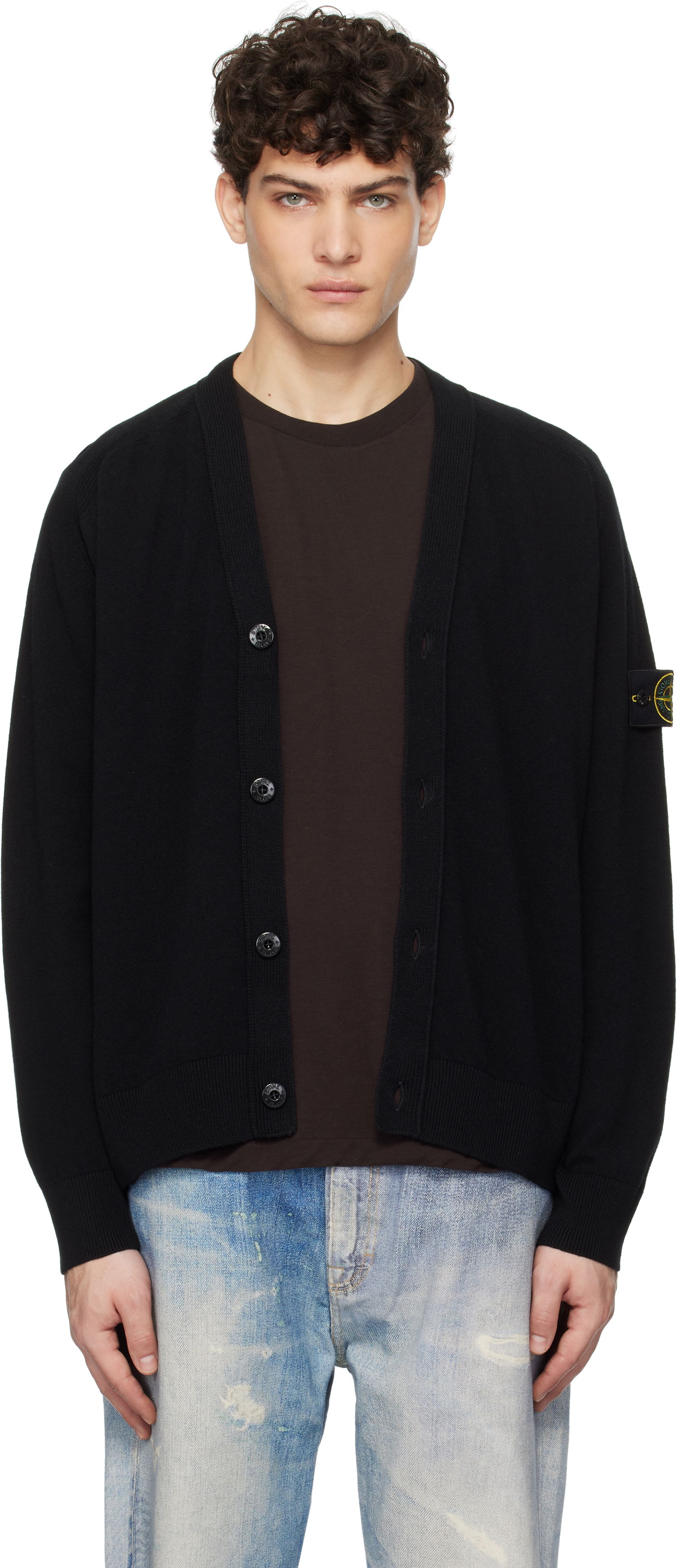 Sveter Stone Island Stone Island Light Geelong Wool Cardigan Čierna | K1S15 5100023 S00B4, 0