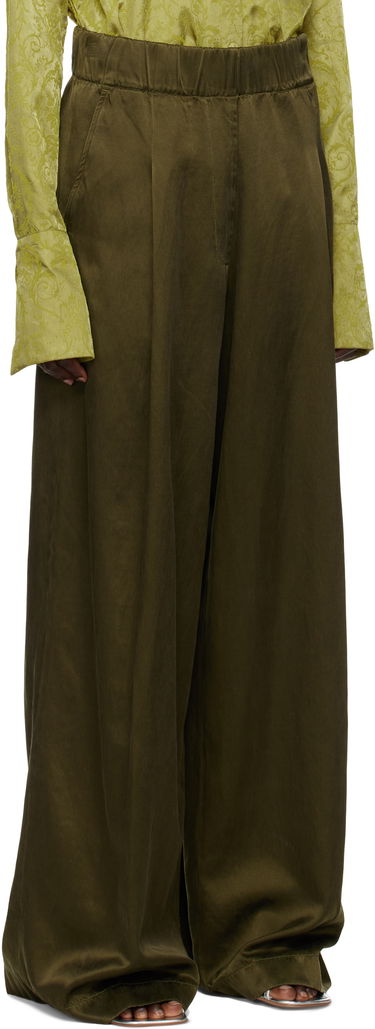 Nohavice Dries Van Noten Dries Van Noten Elasticated Wide-Leg Trousers Zelené | 251-010910-1426, 1
