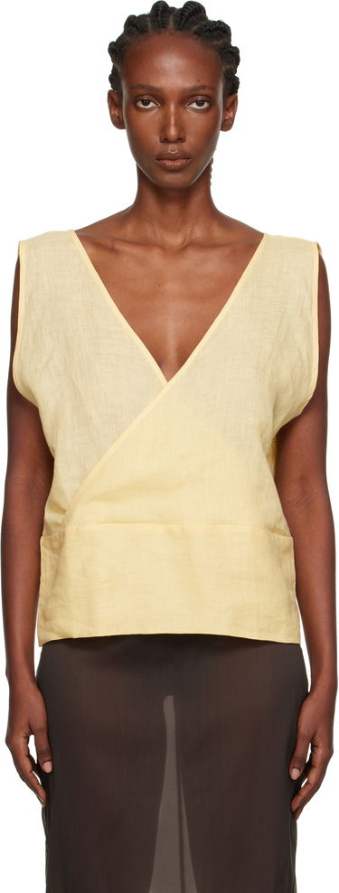 Tielko Baserange Baserange Garlin Wrap Linen Top Žltá | TSGA-FL-AU25, 0