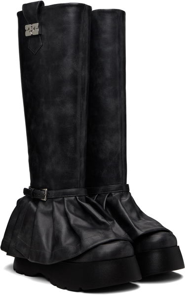 Tenisky a topánky GANNI Kat Tall Platform Pleated Boots Čierna | S3246, 3