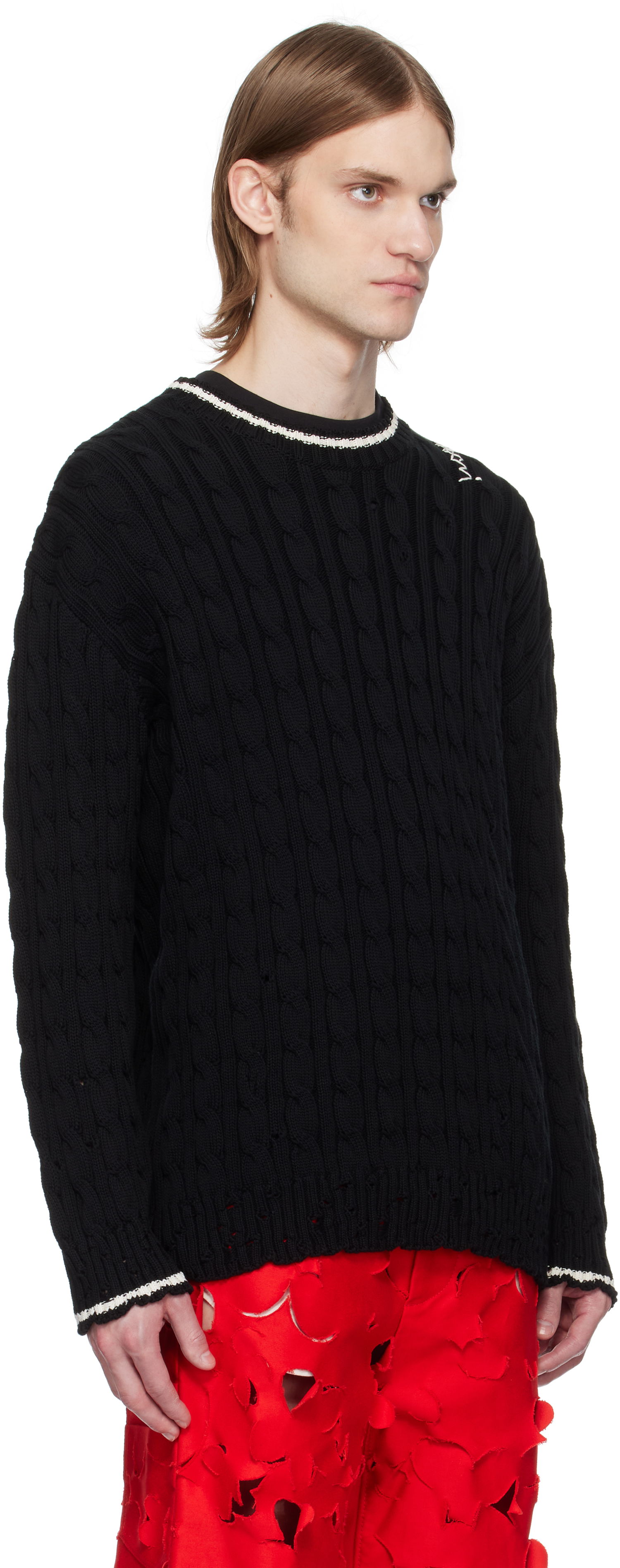 Sveter Marni Dishevelled Cable Cotton Gauge 5 Sweater Čierna | GCMG0425Q0 UFC656, 1