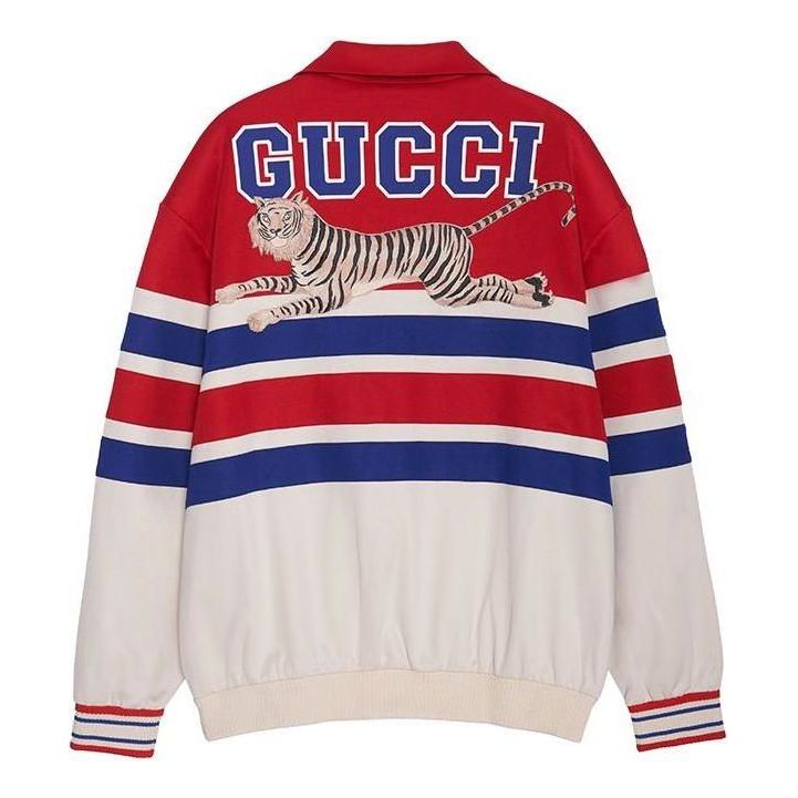Mikina Gucci Tiger Patch Collared Sweatshirt Červená | 683513-XJD3R-6116, 0