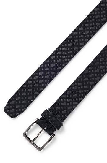 Opasok BOSS Suede Monogram Belt Čierna | 50542202, 1