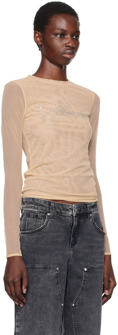 Tričko Blumarine Rhinestone Long Sleeve T-Shirt Vínová | A422T074A, 4