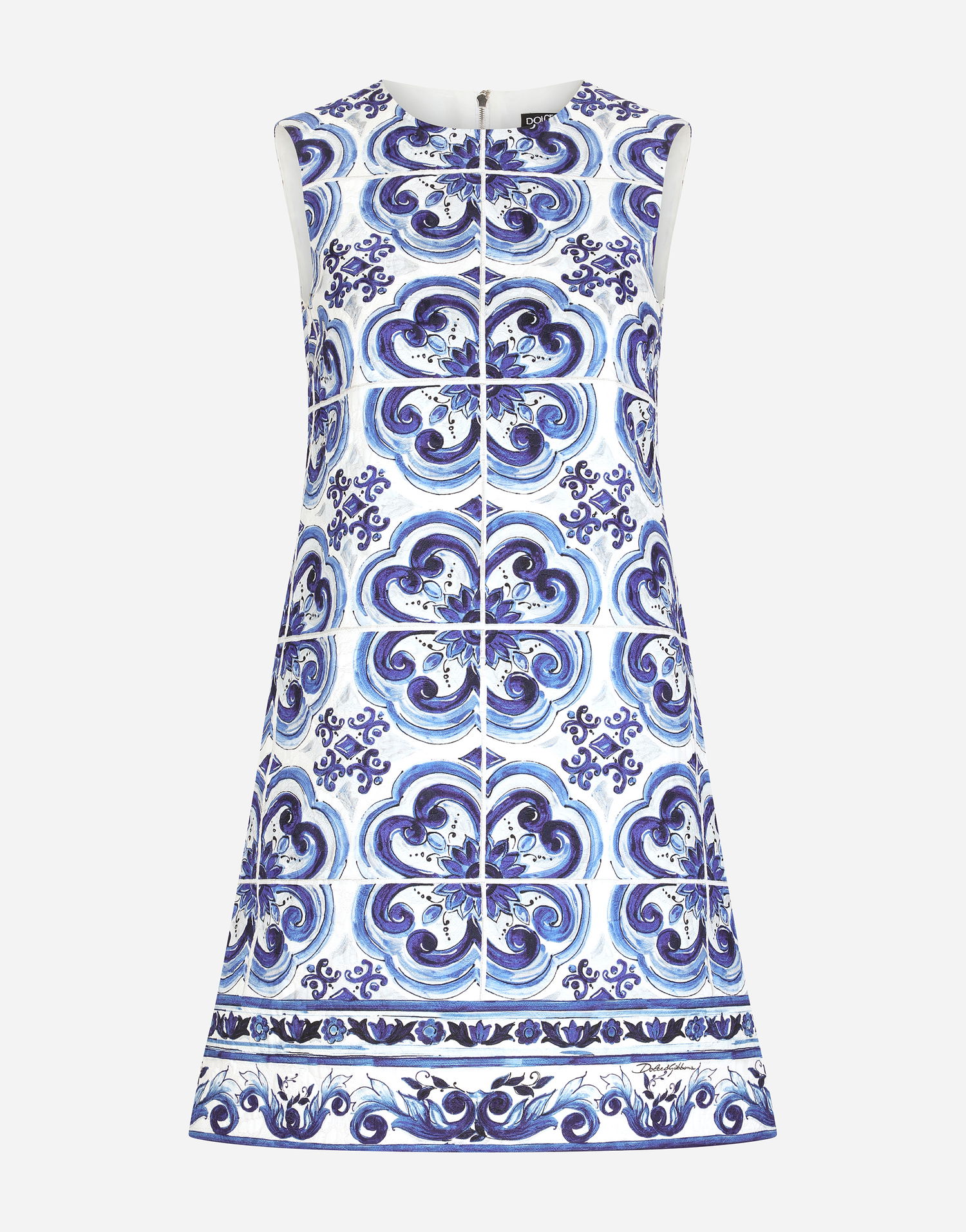 Šaty Dolce & Gabbana Short Brocade Dress with Majolica Print Biela | F6ADUTFPTAIHA3TN, 0