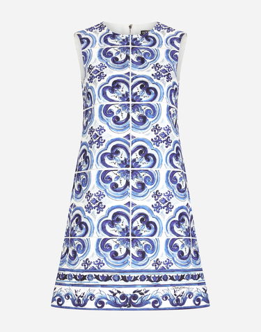 Šaty Dolce & Gabbana Short Brocade Dress with Majolica Print Biela | F6ADUTFPTAIHA3TN, 0