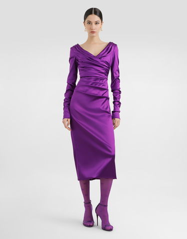 Šaty Dolce & Gabbana Dolce & Gabbana Stretch Satin Longuette Dress Fialová | F6DJFTFURHMF0571, 1