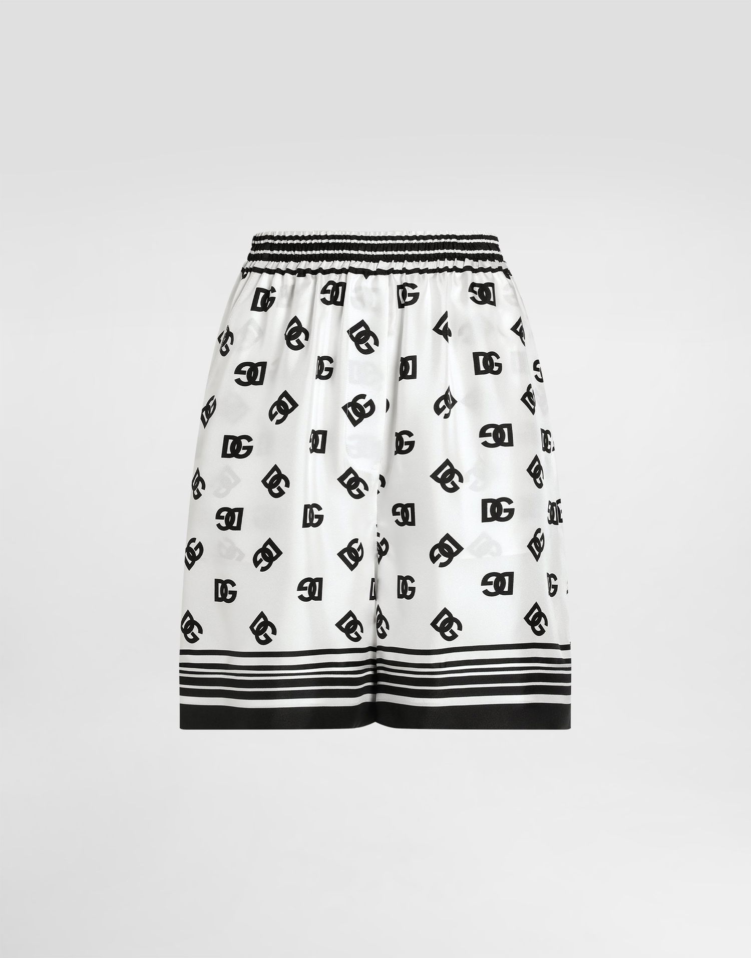 Šortky Dolce & Gabbana Dolce & Gabbana DG Logo All-Over Print Silk Shorts Biela | FTAM7THI1Z6HA9CN, 0