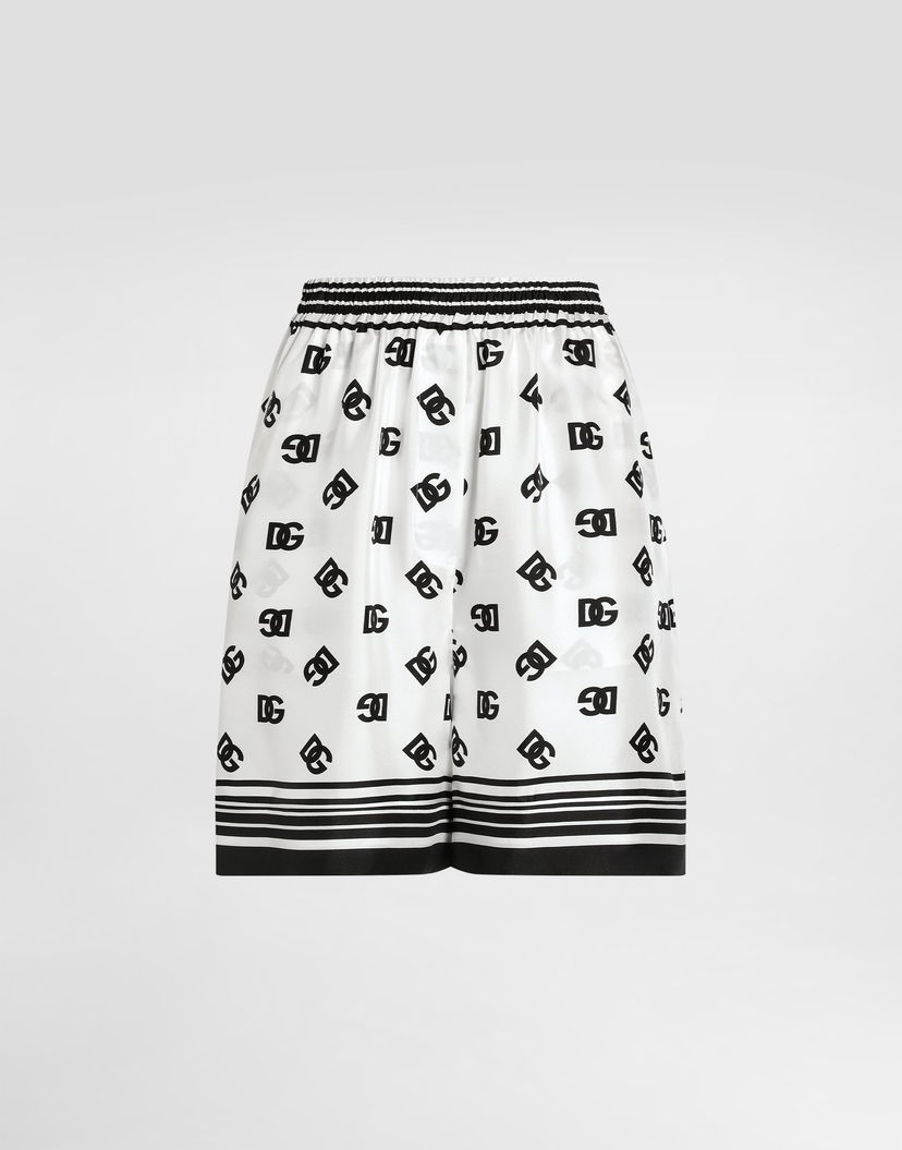 Šortky Dolce & Gabbana Dolce & Gabbana DG Logo All-Over Print Silk Shorts Biela | FTAM7THI1Z6HA9CN