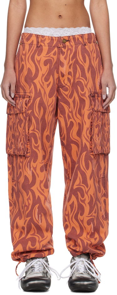 Cargo nohavice ERL Flame Print Cargo Pants Oranžová | ERL08P006, 0