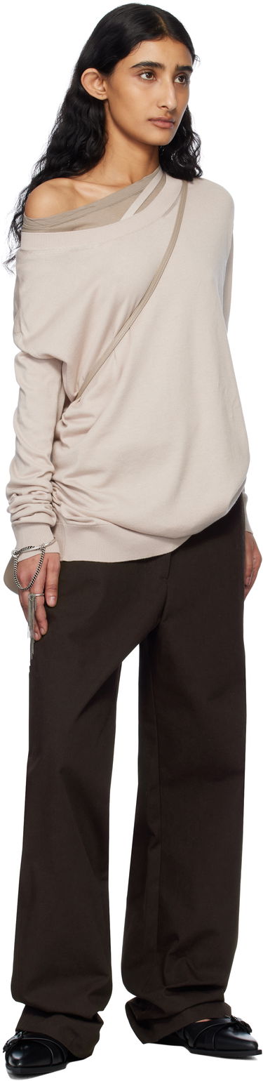 Sveter Ann Demeulemeester Ann Demeulemeester Helle Off-The-Shoulder Sweater Béžová | 2510-W-KN06-KN055-034, 4