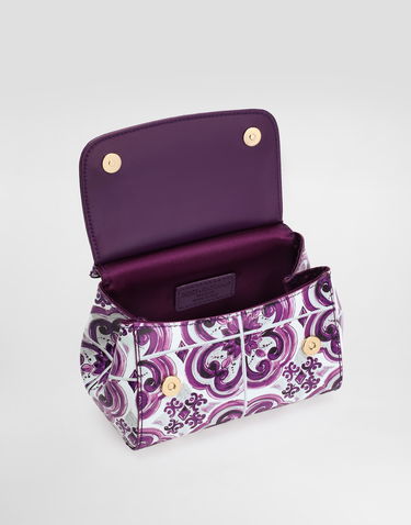 Kabelka Dolce & Gabbana Dolce & Gabbana Sicily Polished Calfskin Handbag with Majolica Print Fialová | EB0003AQ975I03TN, 3