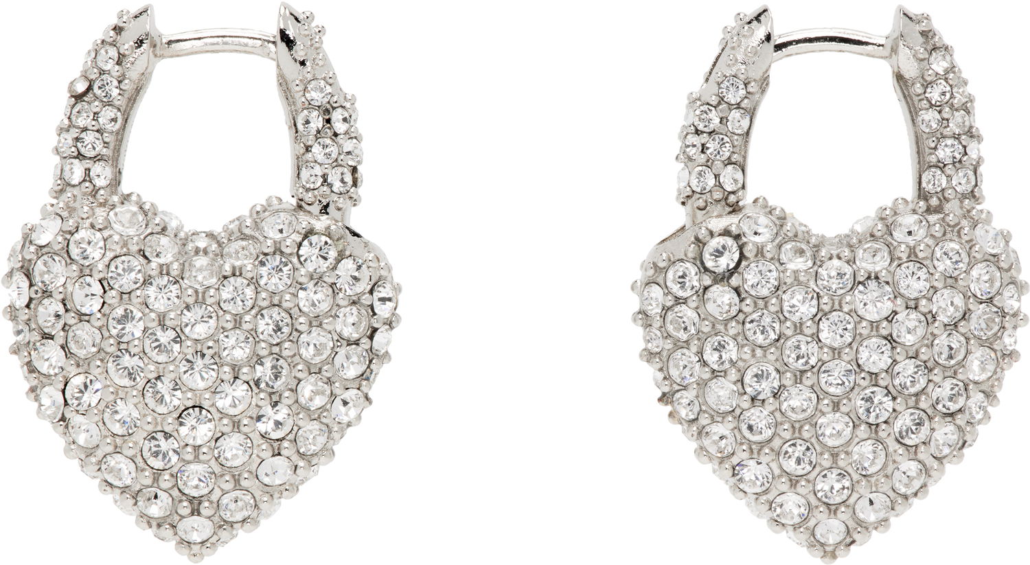 Náušnice Balenciaga Balenciaga Minnie Crystal Heart Hoop Earrings Metalická | 811879 TZ63S, 0