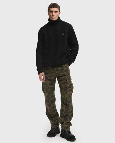 Sveter Fred Perry Chunky Cable Knit Turtleneck Sweater Čierna | K8575-102, 1