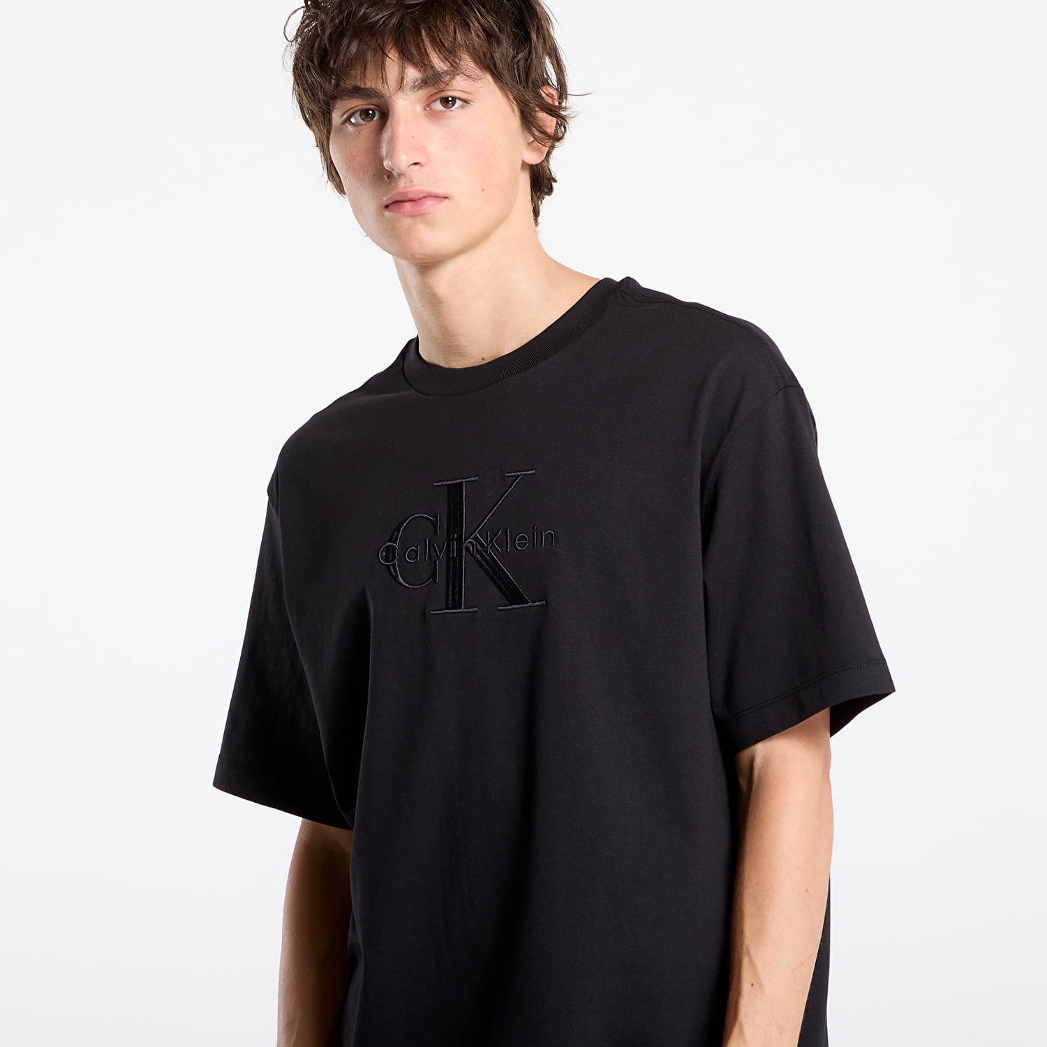 Tričko CALVIN KLEIN Calvin Klein Hi Low Emb 16S Jersey T-Shirt Čierna | LV04RB295G UB1, 1
