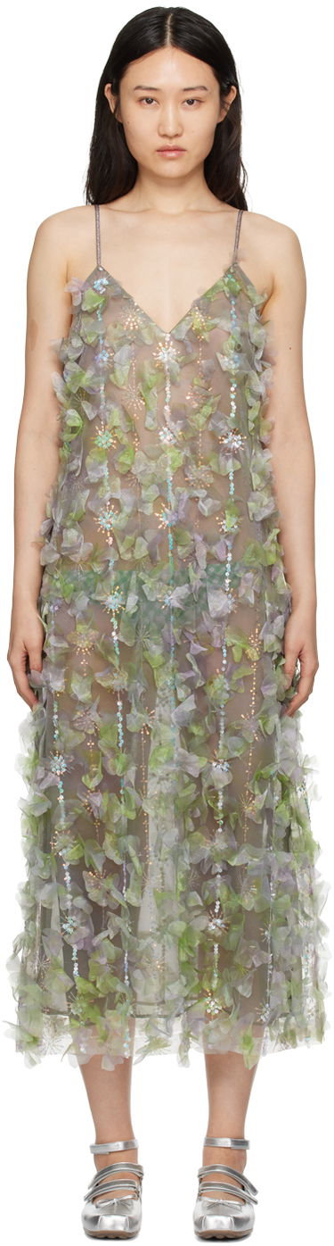 Šaty Anna Sui Anna Sui Floral Appliqué Midi Dress Zelené | 224G70, 0
