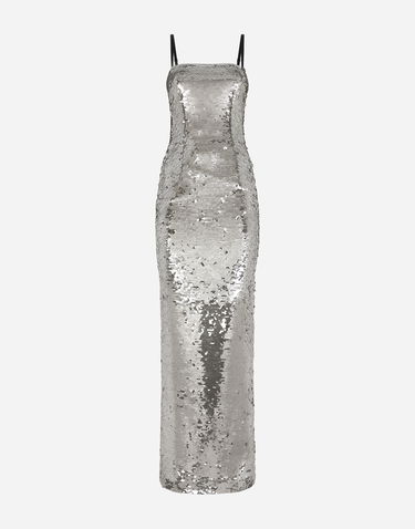Šaty Dolce & Gabbana Long Sequined Dress Metalická | F6DINTFLSF0S0998, 0
