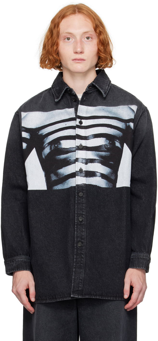 Košeľa Jean Paul Gaultier Jean Paul Gaultier 'The Body Marinière' Print Denim Shirt Čierna | 24/30-F-CH063I-D016-060100, 0