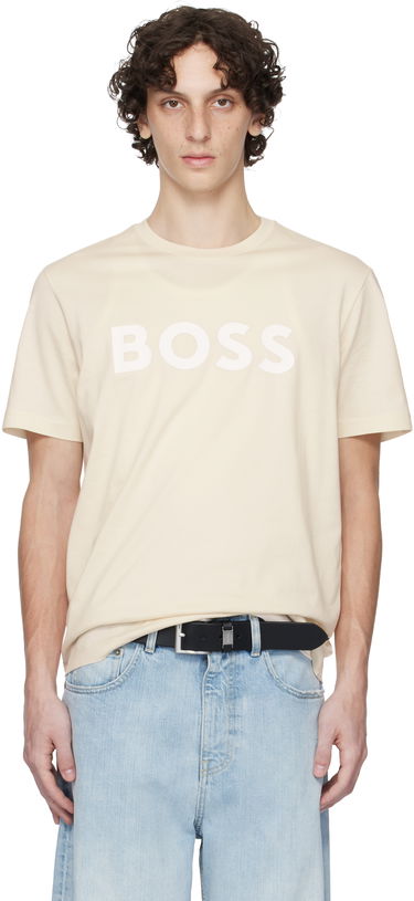 Tričko BOSS BOSS Cotton-Jersey Logo T-Shirt Béžová | 50495742, 0