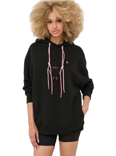 Mikina GUESS Hoody Triangle Sweatshirt Čierna | W3YQ09.K9Z21