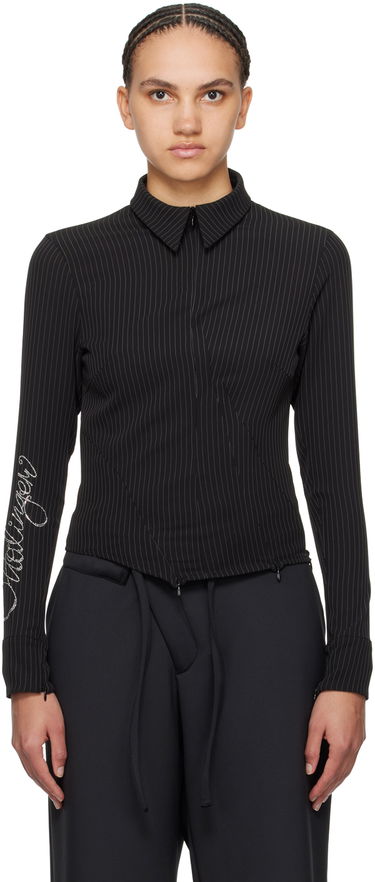 Košeľa Ottolinger Ottolinger Pinstriped Zip Shirt Čierna | 1103003, 0