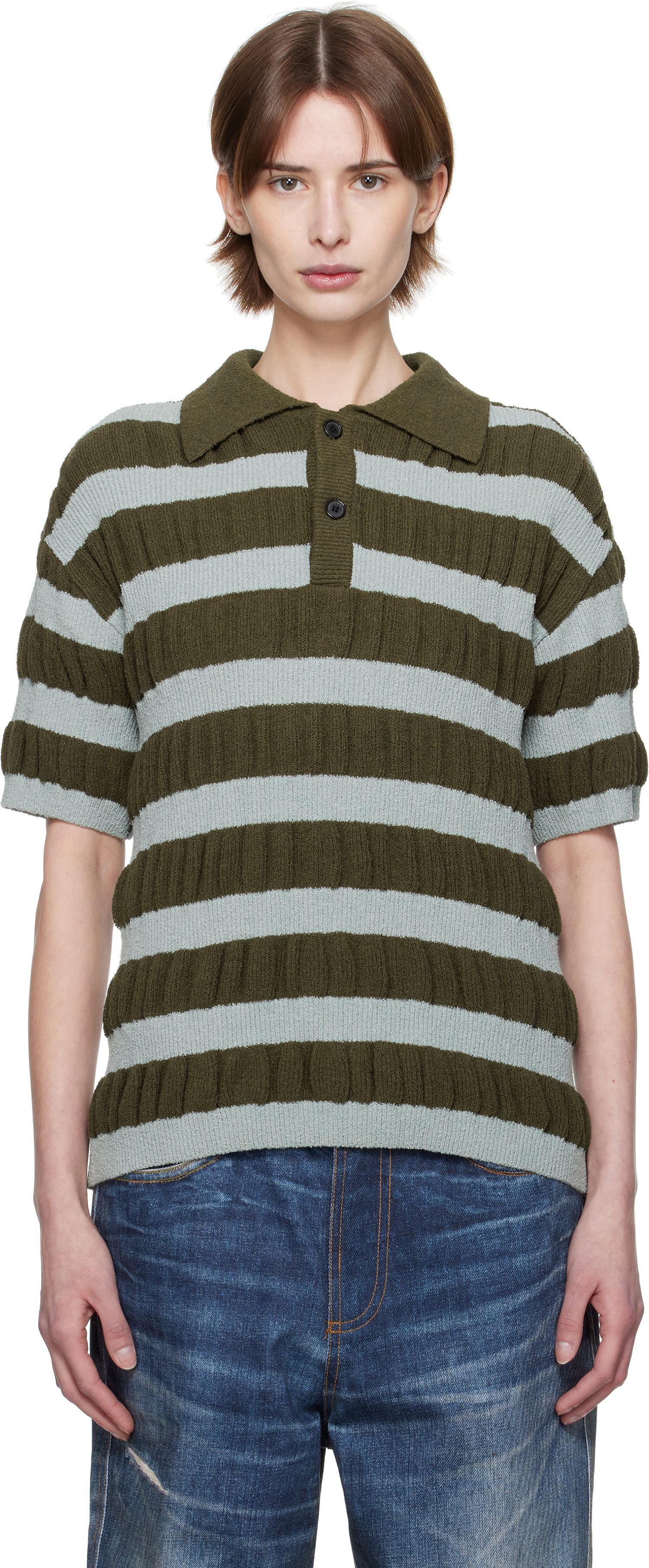 Polo tričko Andersson Bell Andersson Bell Bubble Stripe Polo Zelené | atb1246m, 0