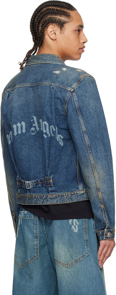 Bunda Palm Angels Palm Angels Curved Logo Denim Jacket Modrá | PMYE055S25DEN0014540, 2