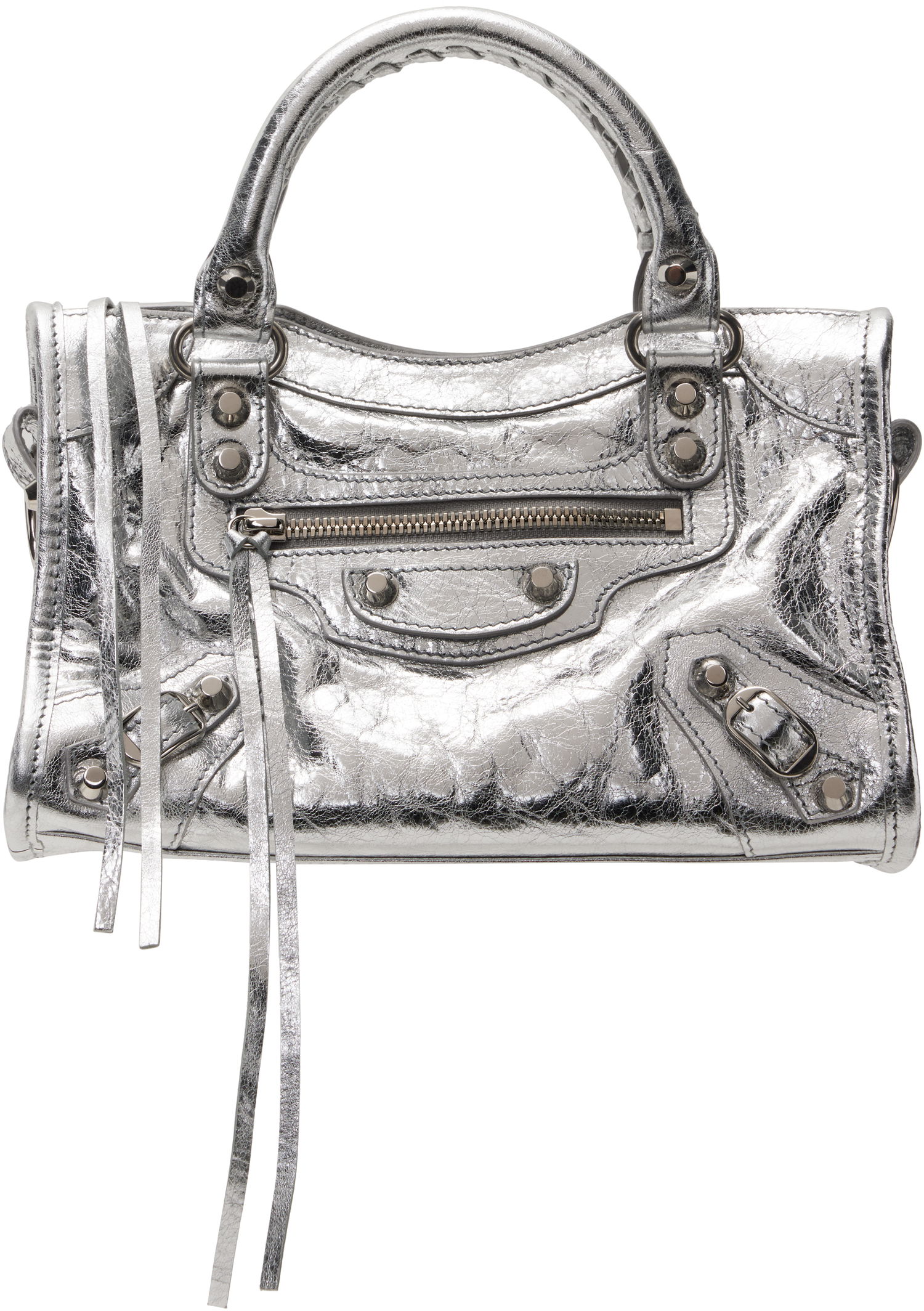 Kabelka Balenciaga 'Le City' Silver Mini Leather Bag Metalická | 806395 2AA9R, 0