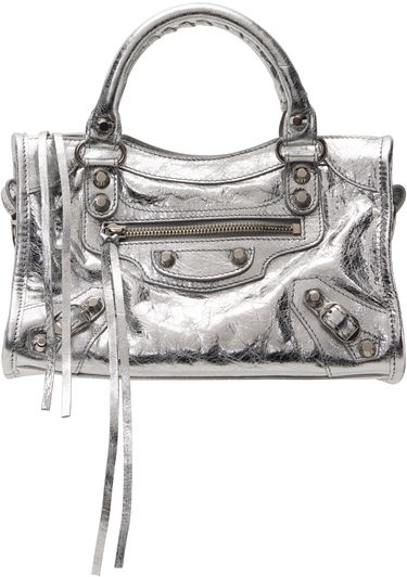 Kabelka Balenciaga 'Le City' Silver Mini Leather Bag Metalická | 806395 2AA9R, 0