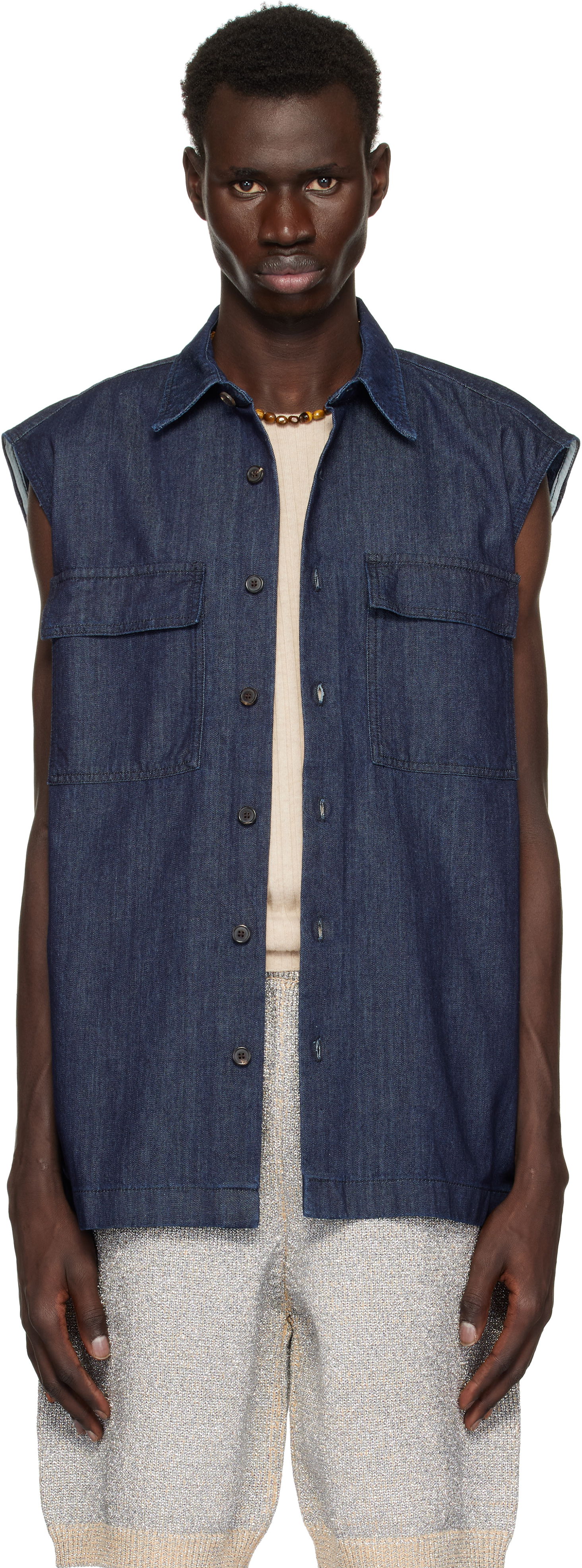 Košeľa Dries Van Noten Dries Van Noten Sleeveless Denim Shirt Modrá | 251-020728-1553, 0