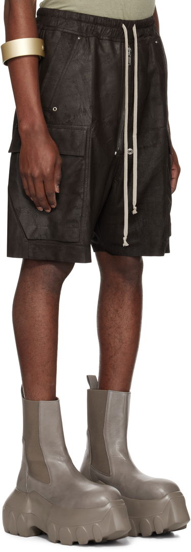 Šortky Rick Owens Rick Owens Hollywood Cargobela Leather Cargo Shorts Béžová | RU01E5360 LBA, 4