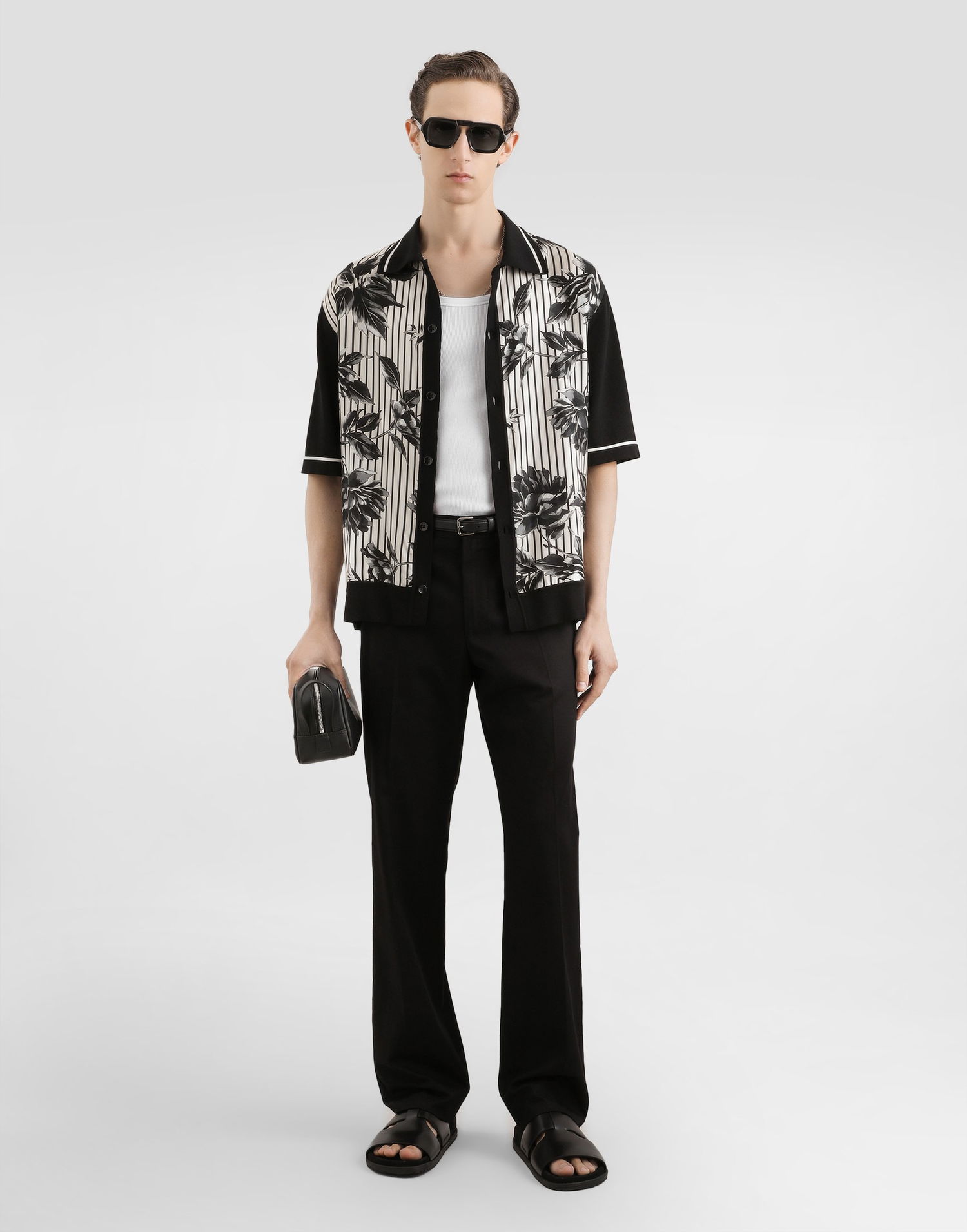 Polo tričko Dolce & Gabbana Floral Striped Silk And Cotton Polo Shirt With Twill Short Sleeves - Collection Rôznofarebný | GXV90TJGMF4HK5SS, 1