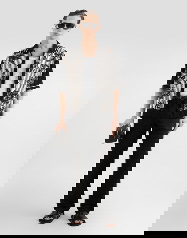 Polo tričko Dolce & Gabbana Floral Striped Silk And Cotton Polo Shirt With Twill Short Sleeves - Collection Rôznofarebný | GXV90TJGMF4HK5SS, 1