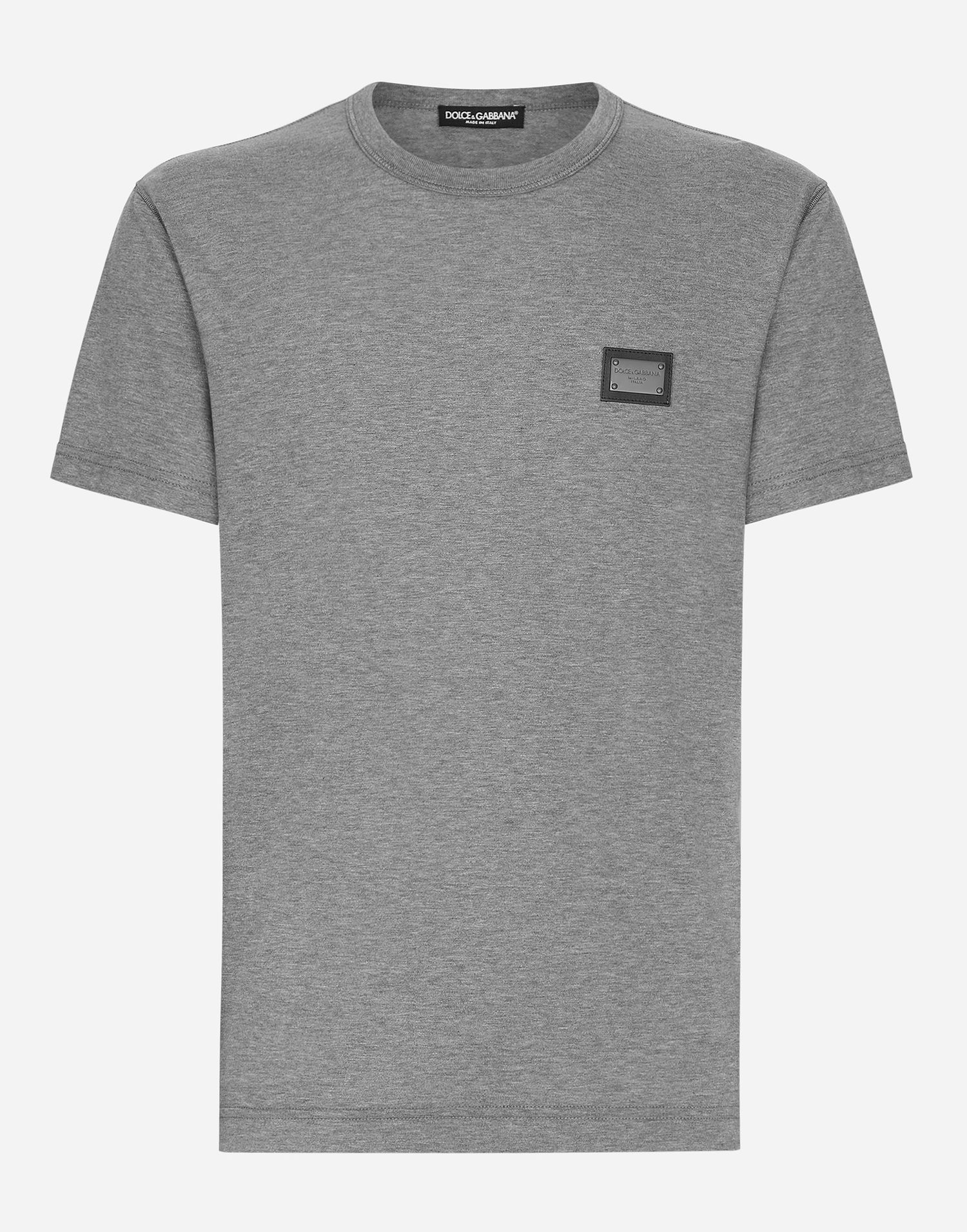 Tričko Dolce & Gabbana Cotton T-shirt With Branded Tag Šedá | G8PT1TG7F2IS8291, 0
