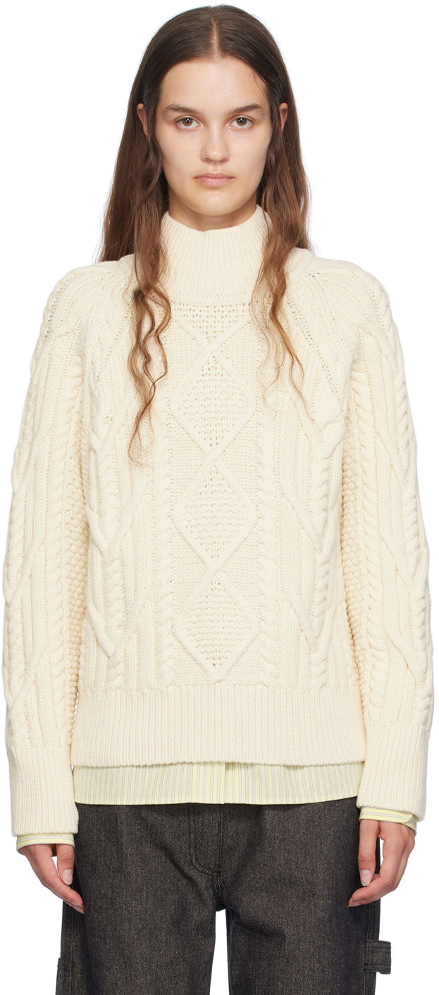 Sveter BOSS Mock Neck Sweater Biela | 50518369, 0