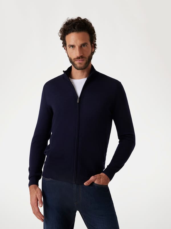 Guess Zip-Up Wool Cardigan