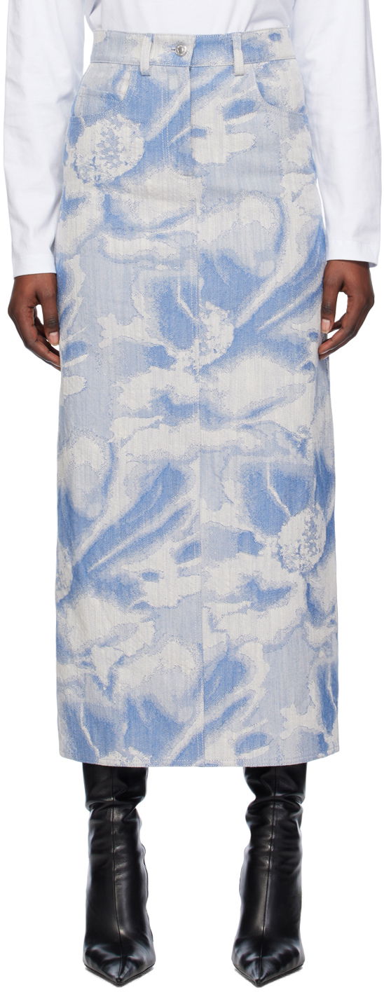 Sukňa MSGM MSGM Jacquard Denim Maxi Skirt Šedá | 3641MDD31 247012, 0