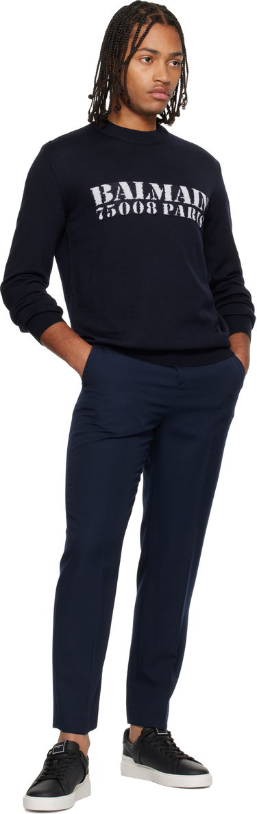 Sveter Balmain 'Balmain' Stamp Merino Wool Sweater Navy | FH1KD000KI84, 3