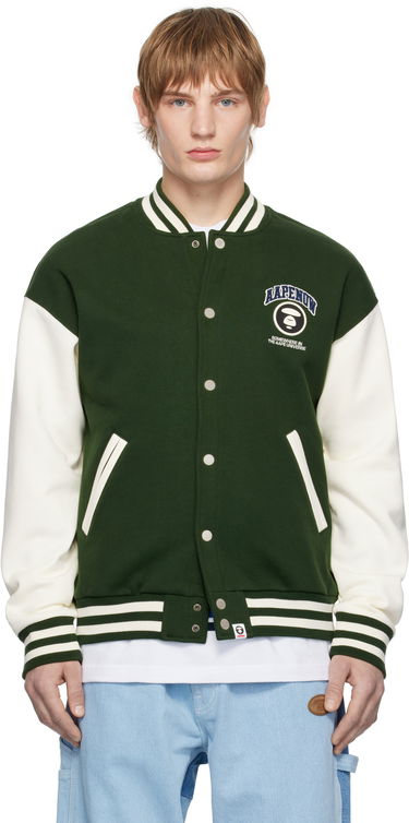 Bomber bunda AAPE by A Bathing Ape AAPE by A Bathing Ape 'AAPE NOW' Moonface Logo Baseball Jacket Zelené | AAPSWMB328XXNGRD, 0