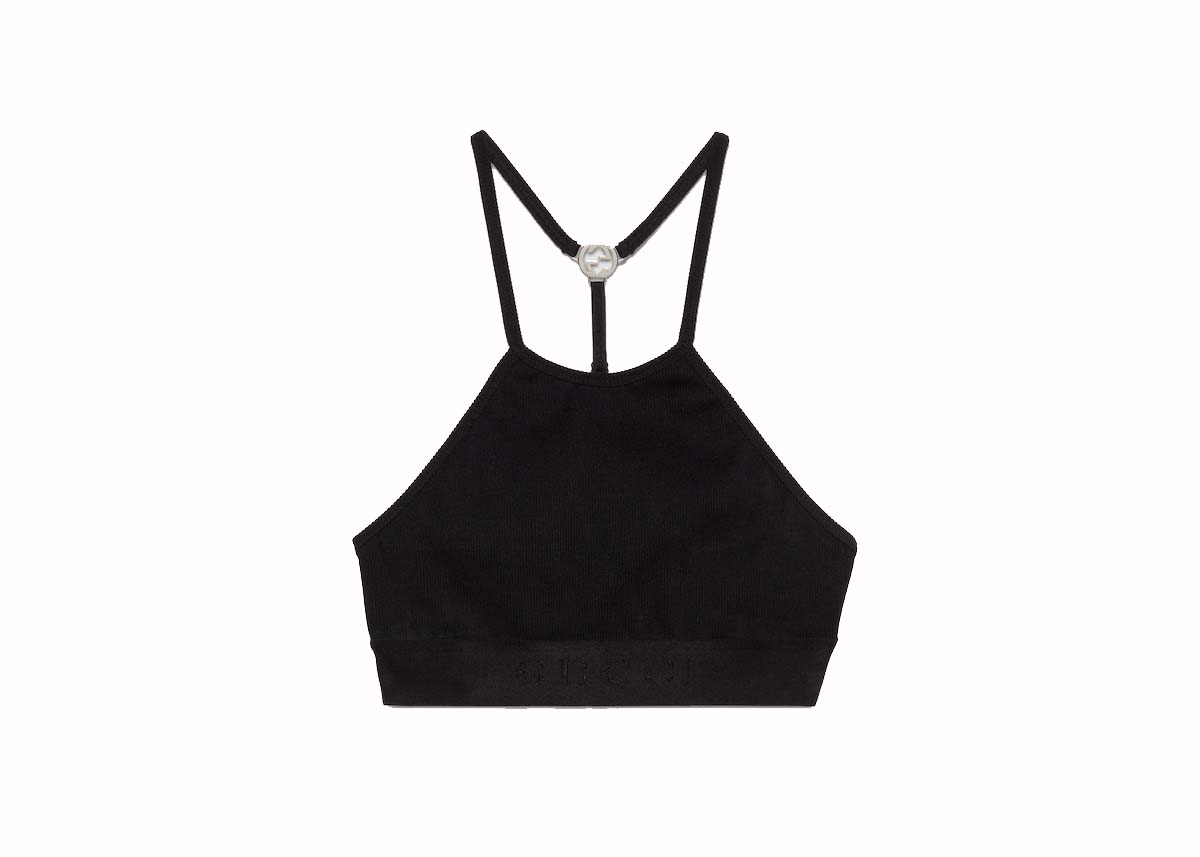 Tričko Gucci Nylon Jersey Crop Top Black Čierna | 772425 XUAJ3 1000, 0