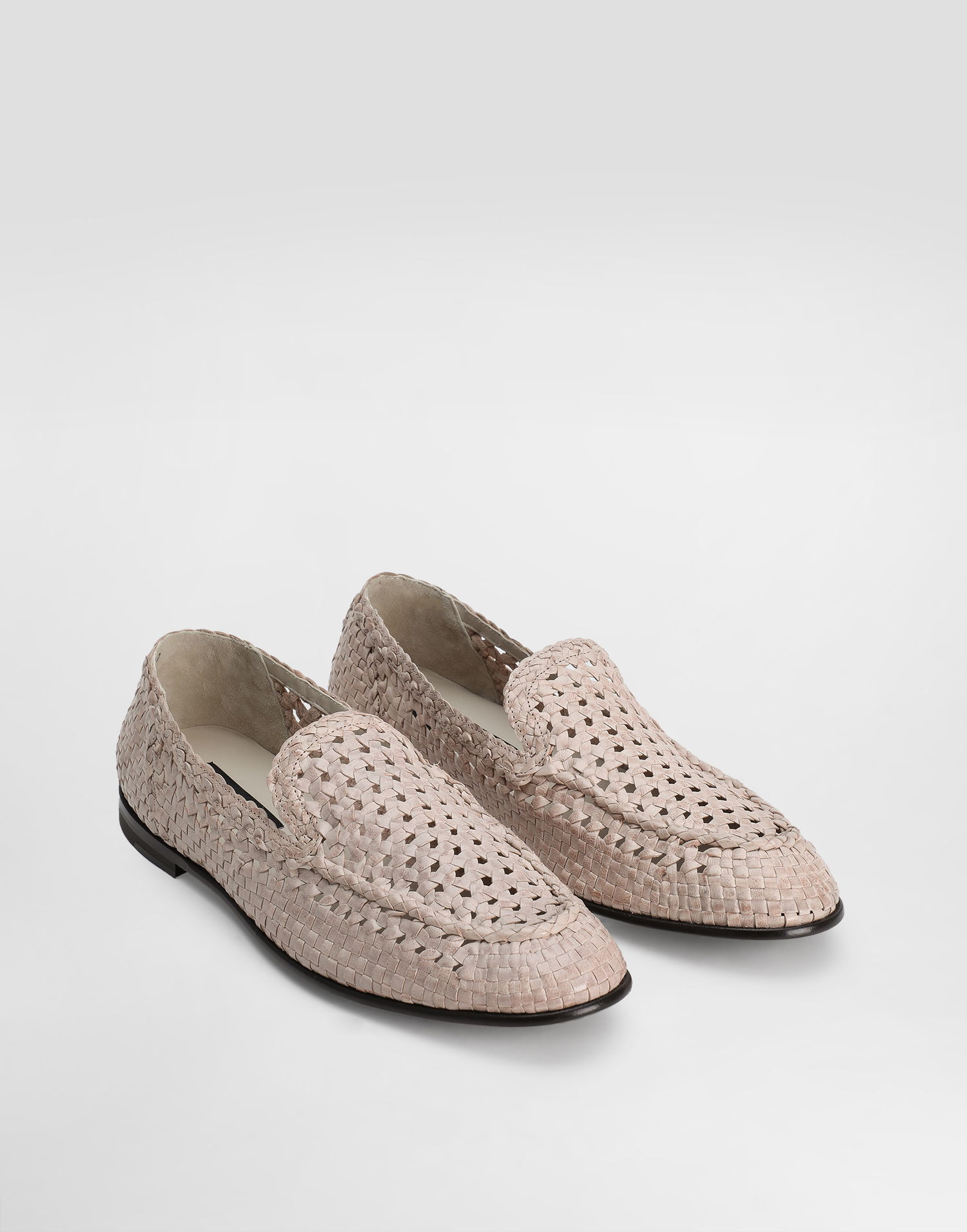 Doplnky Dolce & Gabbana Dolce & Gabbana Polished Goatskin Woven Loafers Béžová | A50481A6M7180004, 1