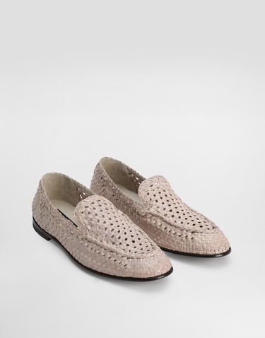 Doplnky Dolce & Gabbana Dolce & Gabbana Polished Goatskin Woven Loafers Béžová | A50481A6M7180004, 1