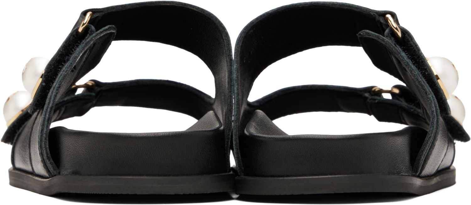 Tenisky a topánky Jimmy Choo Fayence Pearl-Embellished Leather Flat Sandals Čierna | FAYENCE SANDAL, 1